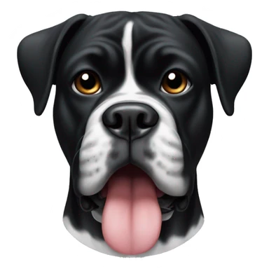 all black boxer dog face with one side white with tongue sticking out sticker