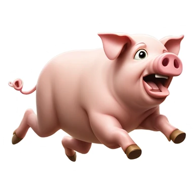 Pig running away from people hunting it sticker