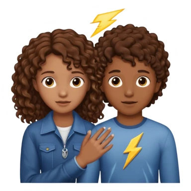a 15 year old girl with brown curly hair but she has lightnings in it with a brown haired boy who gave her a promise ring sticker