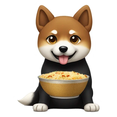 Black shibainu-eating-biriyani sticker
