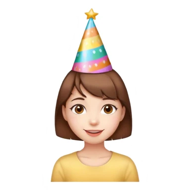 Birthday girl with short brown hair saying happy birthday sticker