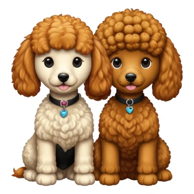 Poodles close to eachother but the other one is ginger color and other is black color sticker