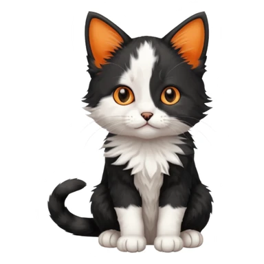a sitting black and white with orange kitten sticker