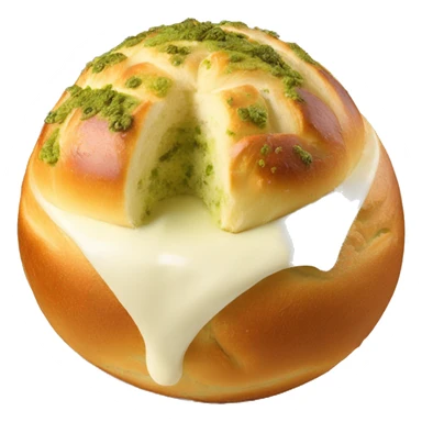 Boule de brioche ronde avec crème fouettée et pistache a l’intérieur  sticker