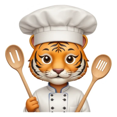 Tiger chef with chef hat and spatula sticker