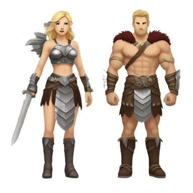 Sfw Caucasian Valkyrie berserker couple full body  sticker