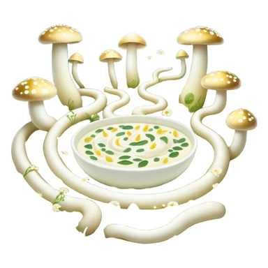 Glowing garden of probiotic foods: yogurt as white flowers, kefir as luminous mushrooms, and fermented vegetables as magical plants. Beneficial bacteria appear as tiny golden lights floating through the garden. The intestine forms a spiraling path surrounded by this magical ecosystem. sticker