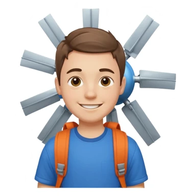 Boy wear windmill backpack sticker