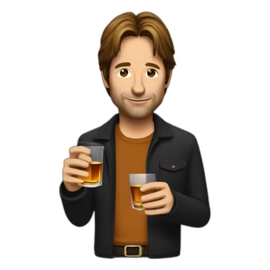 hank moody holds a glass of whisky and cigarettes sticker