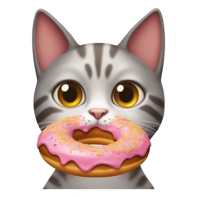cat eating donut sticker