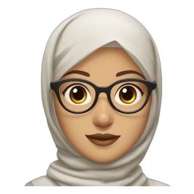 Hijabi white skinned girl brown eyes wearing round glasses sticker