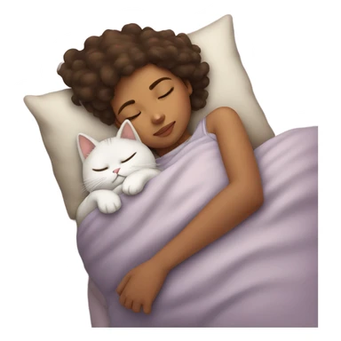 Girl and cat sleeping sticker