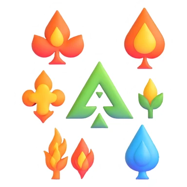 four elements symbols together sticker