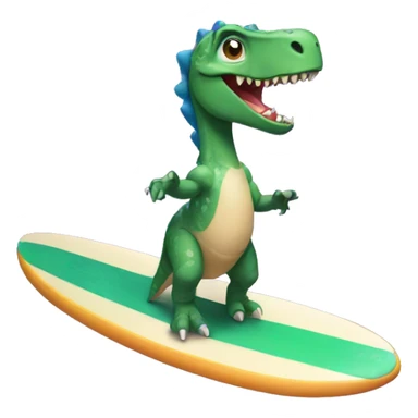 Dinosaur wearing a dress riding a surfboard sticker