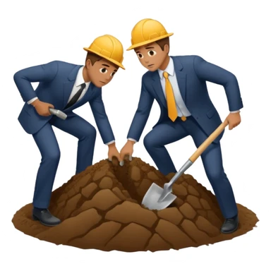 a guy in a suit digging and another suspicious guy trying to prevent him from digging sticker