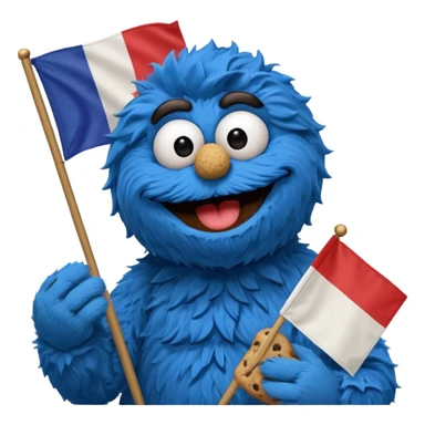 cookie monster with french flag sticker