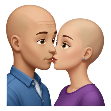 Tall Bald boy kissing a brunette girl  sticker
