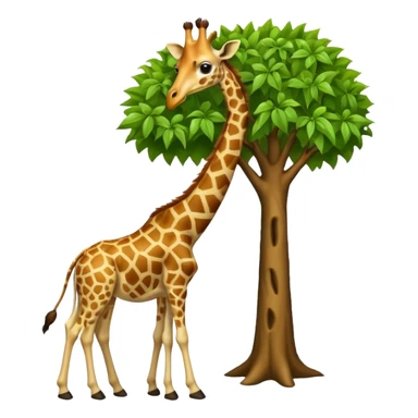 giraffe eating leaves from a tree sticker