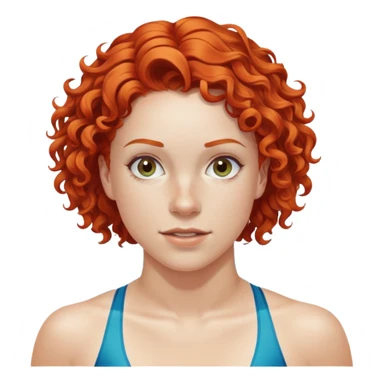 22-year-old white female athlete swimmer with curly red hair about to enter a pool sticker