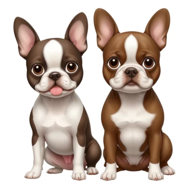 Skinny brown Boston terrier and all white French bulldog sticker