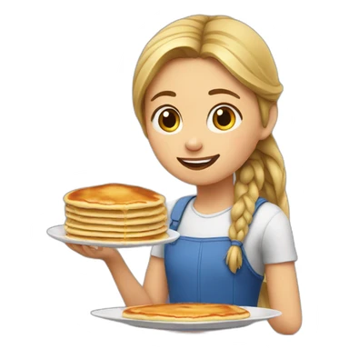 Girl eat pancake sticker
