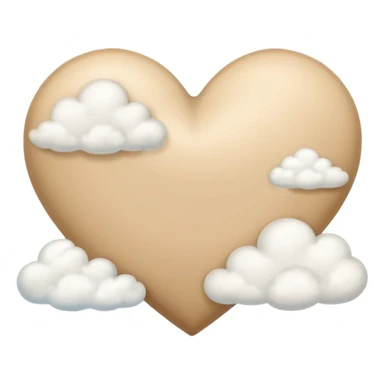 Soft beige heart with clouds underneath it sticker