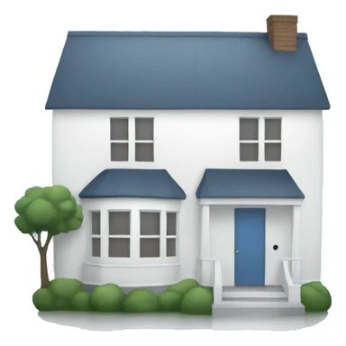 white home on blue round background sticker