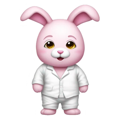 pink bunny teddy with white pajamas sticker