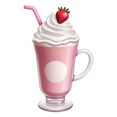 Pink latte with whip cream and strawberries  sticker