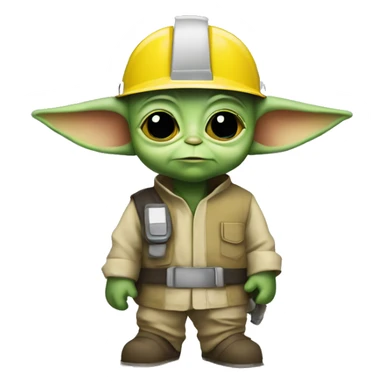 baby yoda foreman In a yellow construction helmet sticker