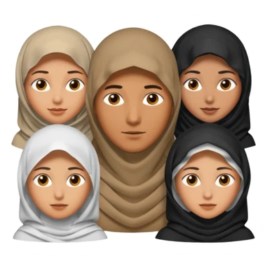 1 man emoji with short hair and 4 veiled women sticker