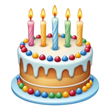 Beautifully decorated whole birthday cake with frosting and candles on top sticker