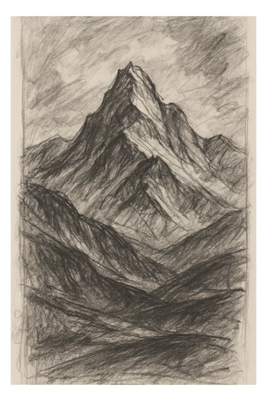 a mountain landscape in pencil sketch style sticker