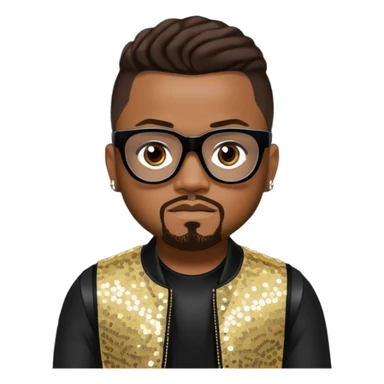 Apl.de.ap from Black Eyed Peas with dark brown hair, black sequin outfit  sticker