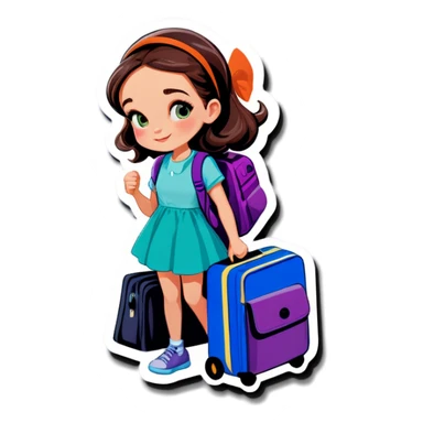 Katie packing her bags sticker