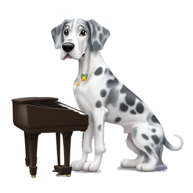 Blue Merle Great Dane playing piano sticker
