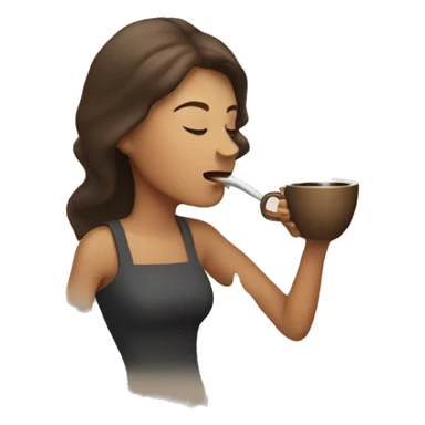 Woman blowing steam from coffee  sticker