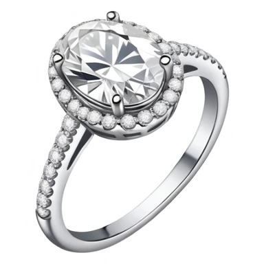 Oval diamond ring with silver and diamond band sticker