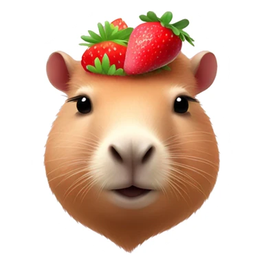 light pink capybara with strawberry on head sticker
