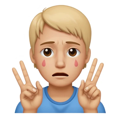 Crying emoji with peace sign sticker