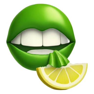 green lips with a slice of lemon inside the mout sticker