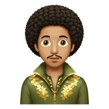 Ludacris with dark brown afro hair, olive sequin outfit sticker