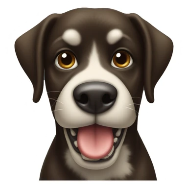 Black dog with big face and bone in mouth sticker