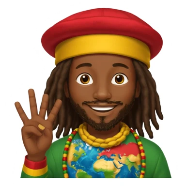 A rasta man bigging up di whole world 🎯🌍👊🏾👊🏻👊🏿🌍🎯 reggae vibes 🎶, love and unity ✨💛💚❤️, every nation stand strong 🇯🇲🌐 with the world in his hand sticker