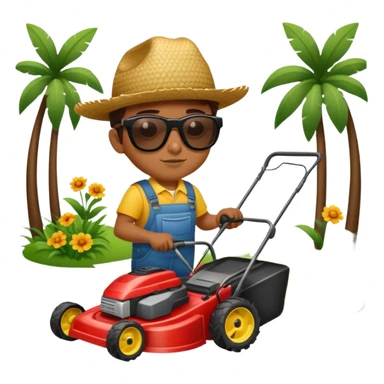 Mexican kid wearing sunglasses with lawnmower sticker