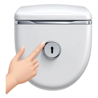 hand pressing a modern flush button, toilet in background, cheerful and neat sticker