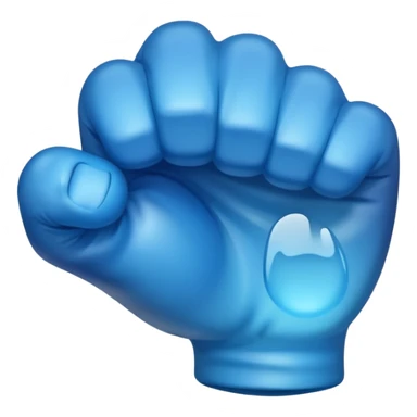 Give me a punching emoji with a blue gradient and transparency, No face, just a fist, With the effect of glass and transparency sticker