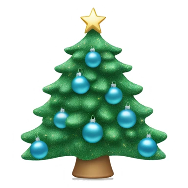 Christmas tree with light blue glitter ornaments sticker
