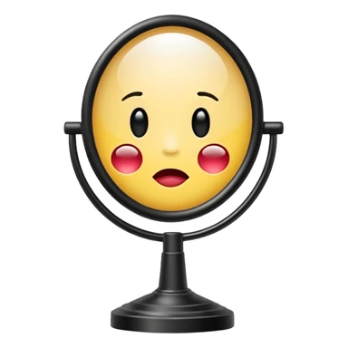 Minimalist emoji-style sticker of a vanity mirror with dim bulbs and cracked glass, words “Am I real yet?” smeared in dusty lipstick tone


 sticker