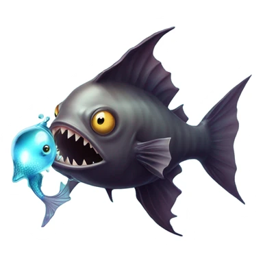 Anglerfish with glowing lure, sharp teeth, and big eyes. sticker